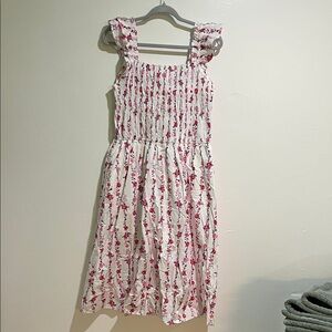 Francesca's Pink and White Floral Midi Dress - Medium - NWT